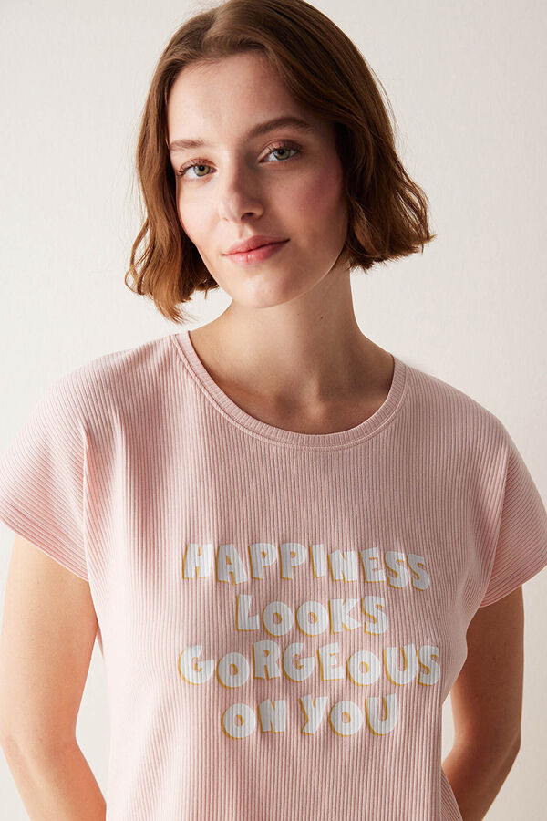 Womensecret Happiness Pink T-Shirt Pajama Top rózsaszín