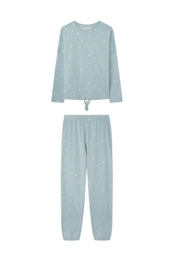Womensecret Csillagmintás kék pizsama 100% pamutból kék