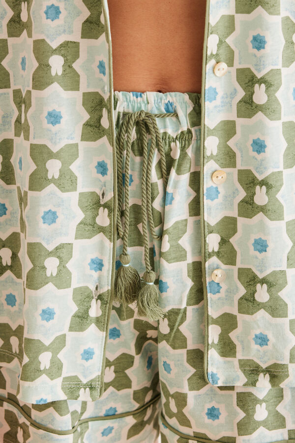 Womensecret Miffy-mintás, inges pizsama 100% pamutból zöld