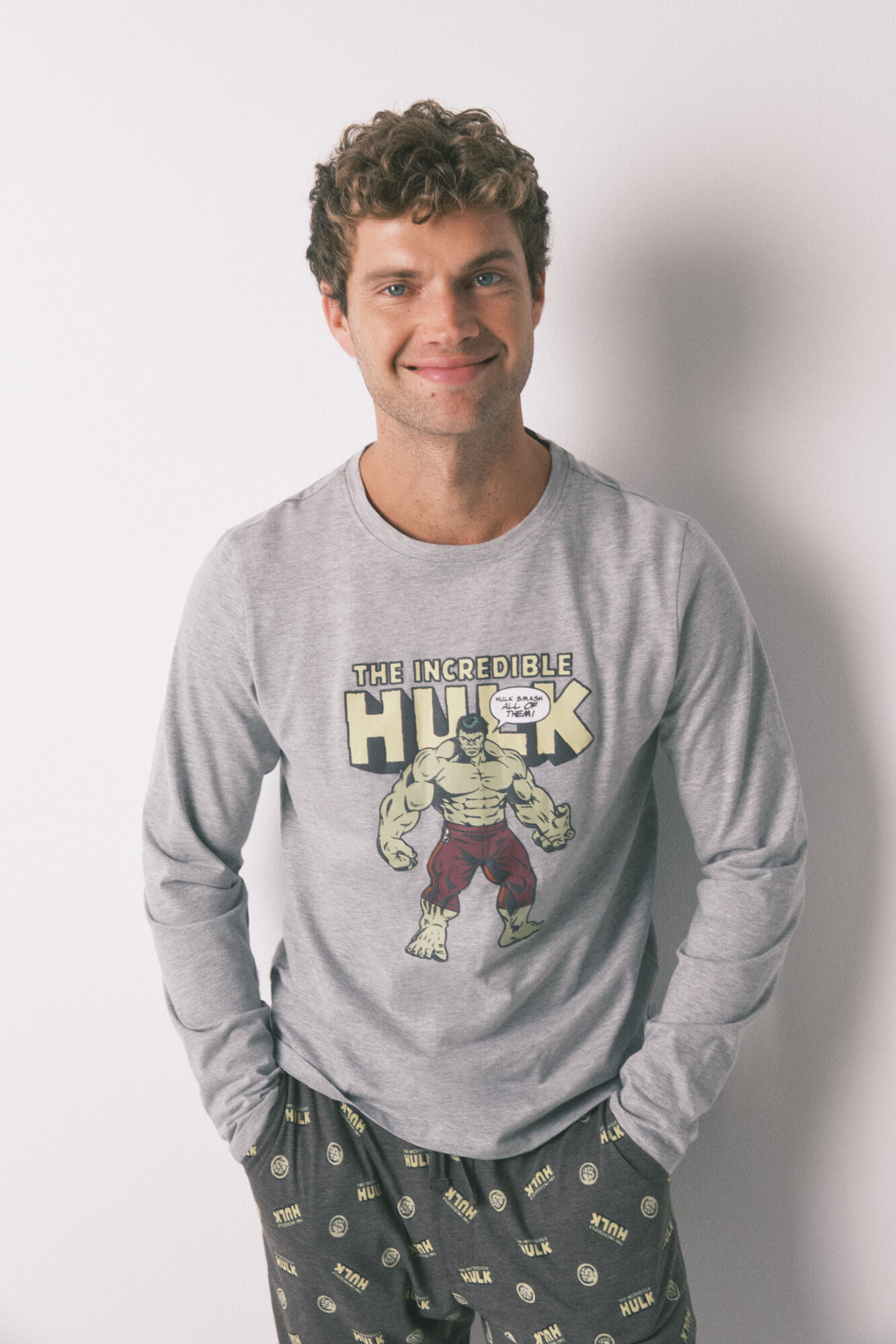 Women'secret Pyjama long homme 100% coton &laquo; Hulk &raquo;