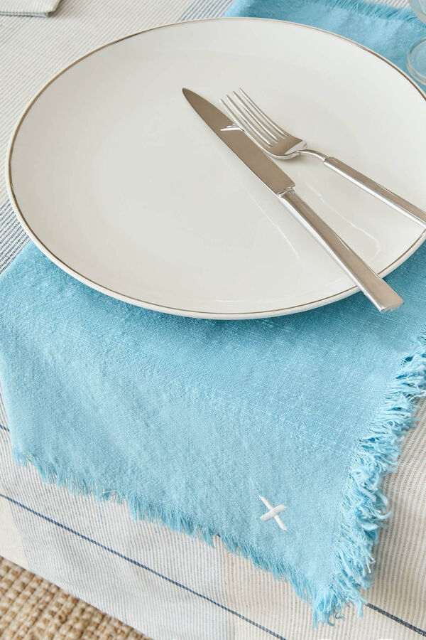 Textura Mantel Antimanchas Rayas blue