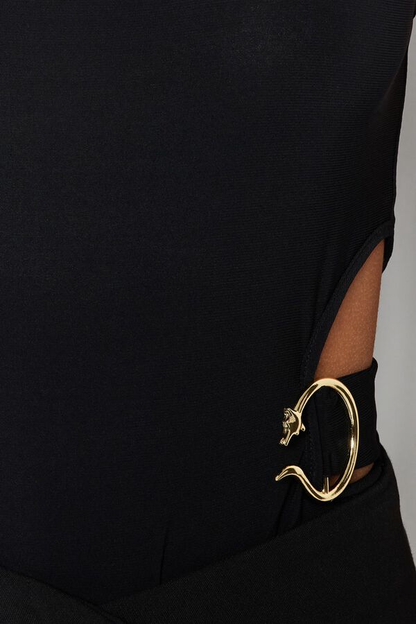 Trendyol Fitted halter neck cut bodysuit black