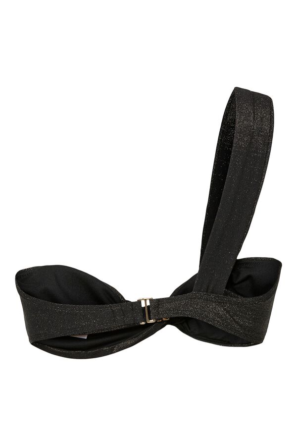 Pieces Bikini top un hombro glitter negro