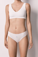 Women'secret Culotte classique en coton blanche imprim&eacute; floral beige