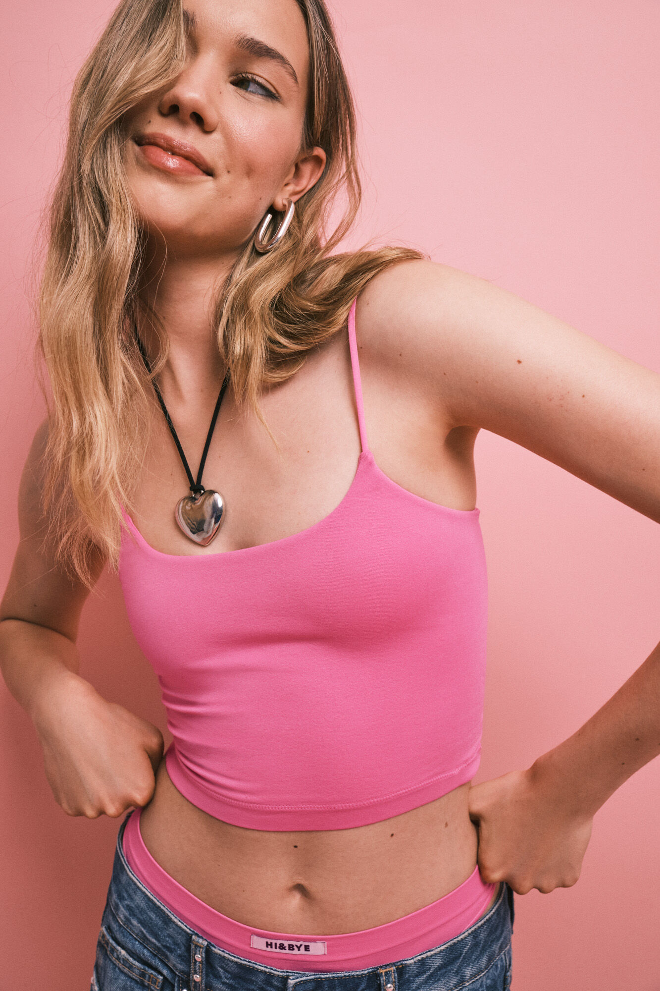 HI&BYE Pink seamless padded top