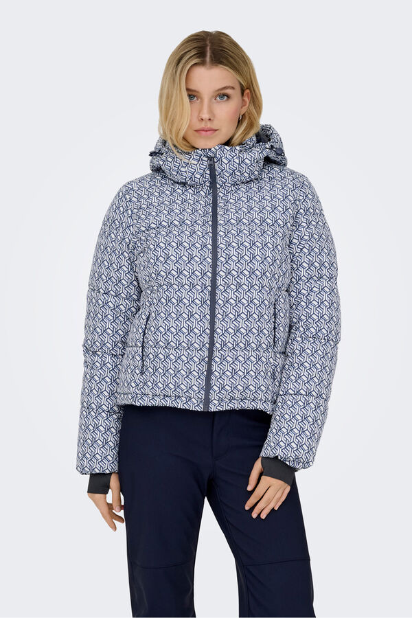 Only Play Chaqueta de esquí acolchada técnica estampada para mujer blanco