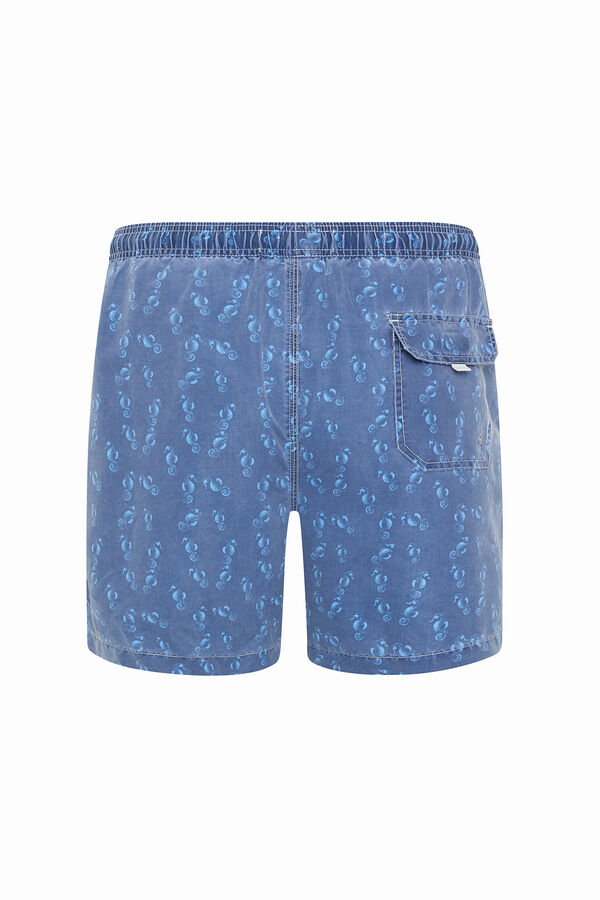 Kiff-Kiff Blue washed seahorse Bermuda swimwear blue