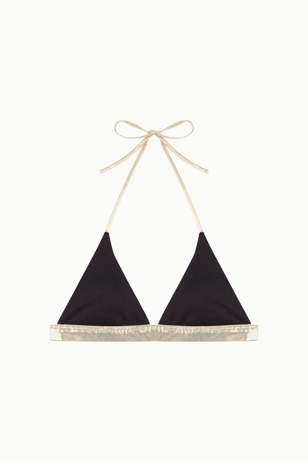 Cotton Sail Top bikini triangular contraste B&W negro