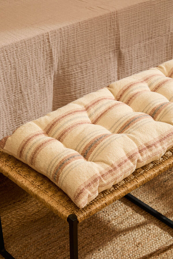 Calma House Coj&iacute;n de banco a rayas en tonos tierra Peru naranja