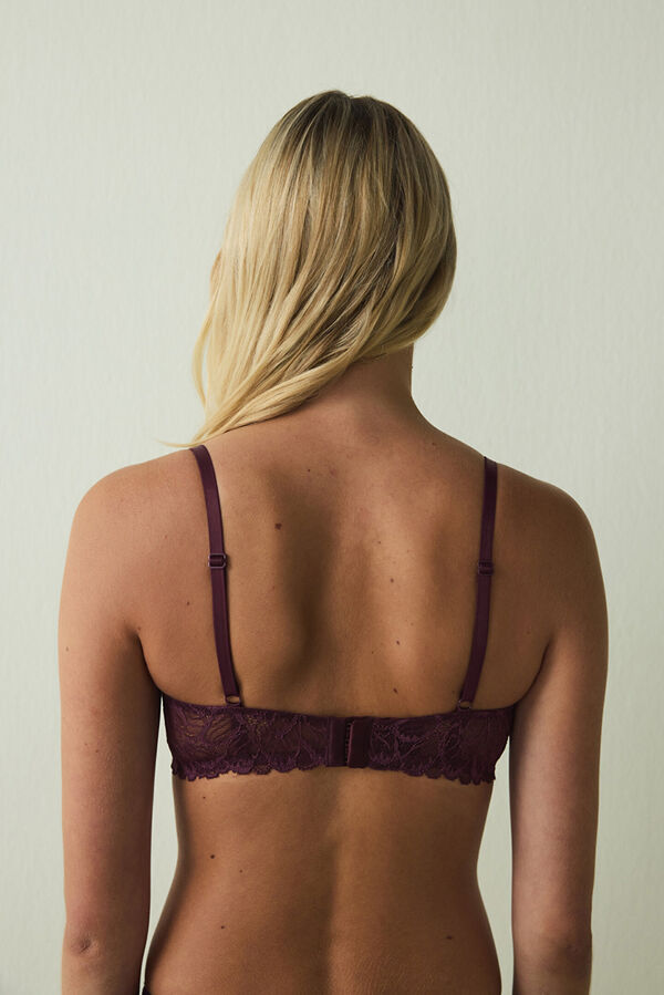 Penti Sujetador sin relleno con aros y encaje Gloria. burdeos