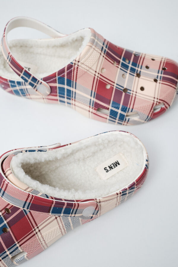 Women'secret Men's plaid lined clog slippers printed