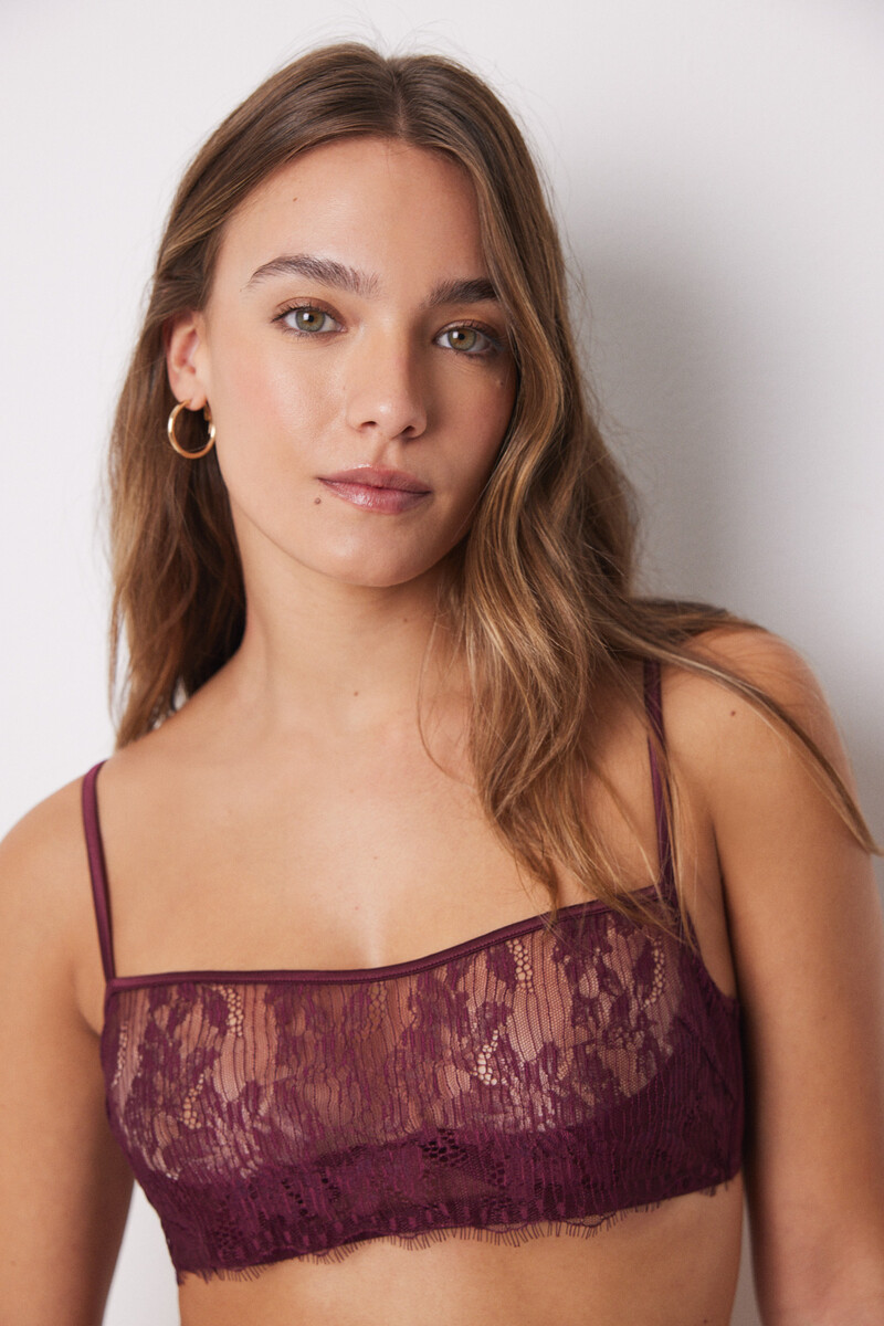 women'secret Sujetador balconette INTUITIVE aro granate encaje
