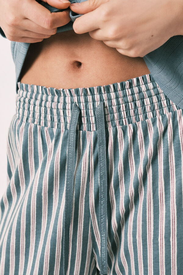 Women'secret Green striped long pyjamas blue