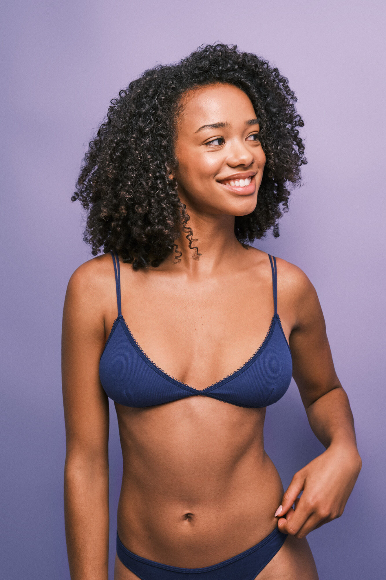 HI&BYE Electric blue cotton triangle bra