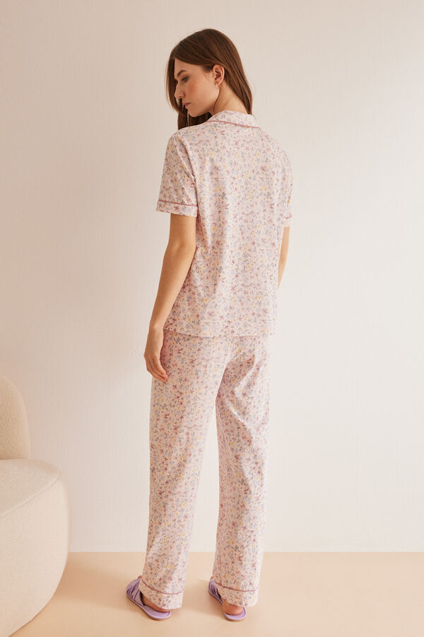 Womensecret Pyjama chemise 100 % coton à fleurs rose