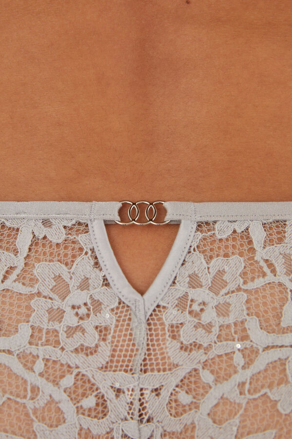 Womensecret Sequinned lace Brazilian panty grey
