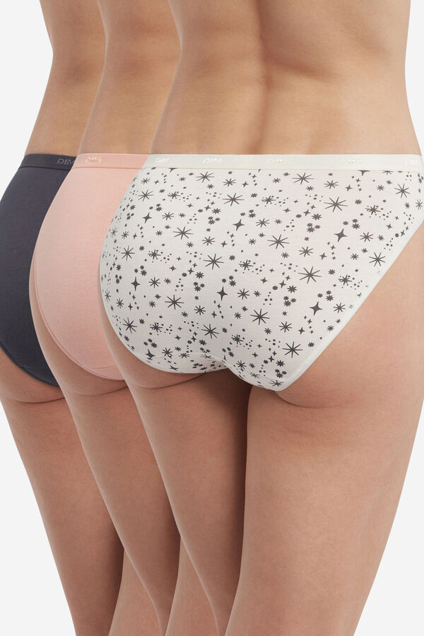 DIM Pack de 3 bragas de algod&oacute;n el&aacute;stico estampadas printed