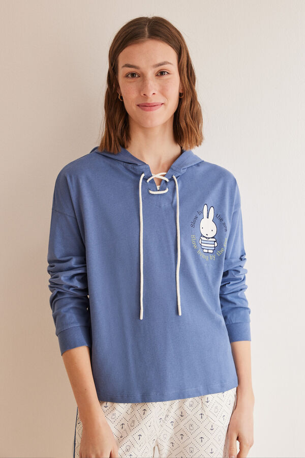 Womensecret Miffy-mintás, kapucnis pizsama, 100% pamutból kék