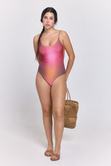 Pieces Kostium kąpielowy tie-dye czerwony