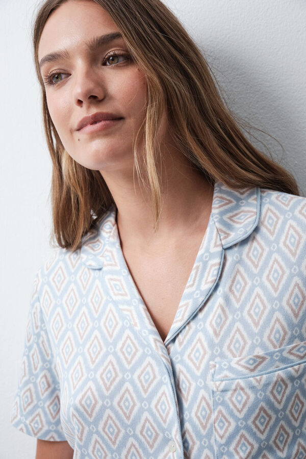 Women'secret Folk print long pyjamas blue