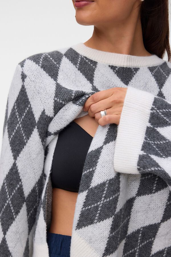 Mamalicious Maternity diamond pattern jumper with slits brown