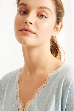 Womensecret Blue super soft satin polka-dot midi nightgown with short sleeves green