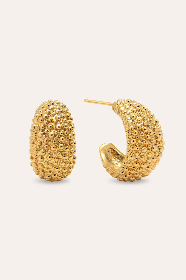 Singularu Antique Gold Plated Steel Hoop Earrings imprim&eacute;