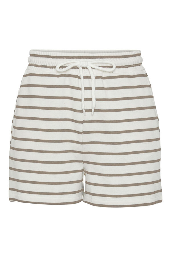 Womensecret Striped terrycloth shorts with elasticated waist and drawstring fastening. blanc