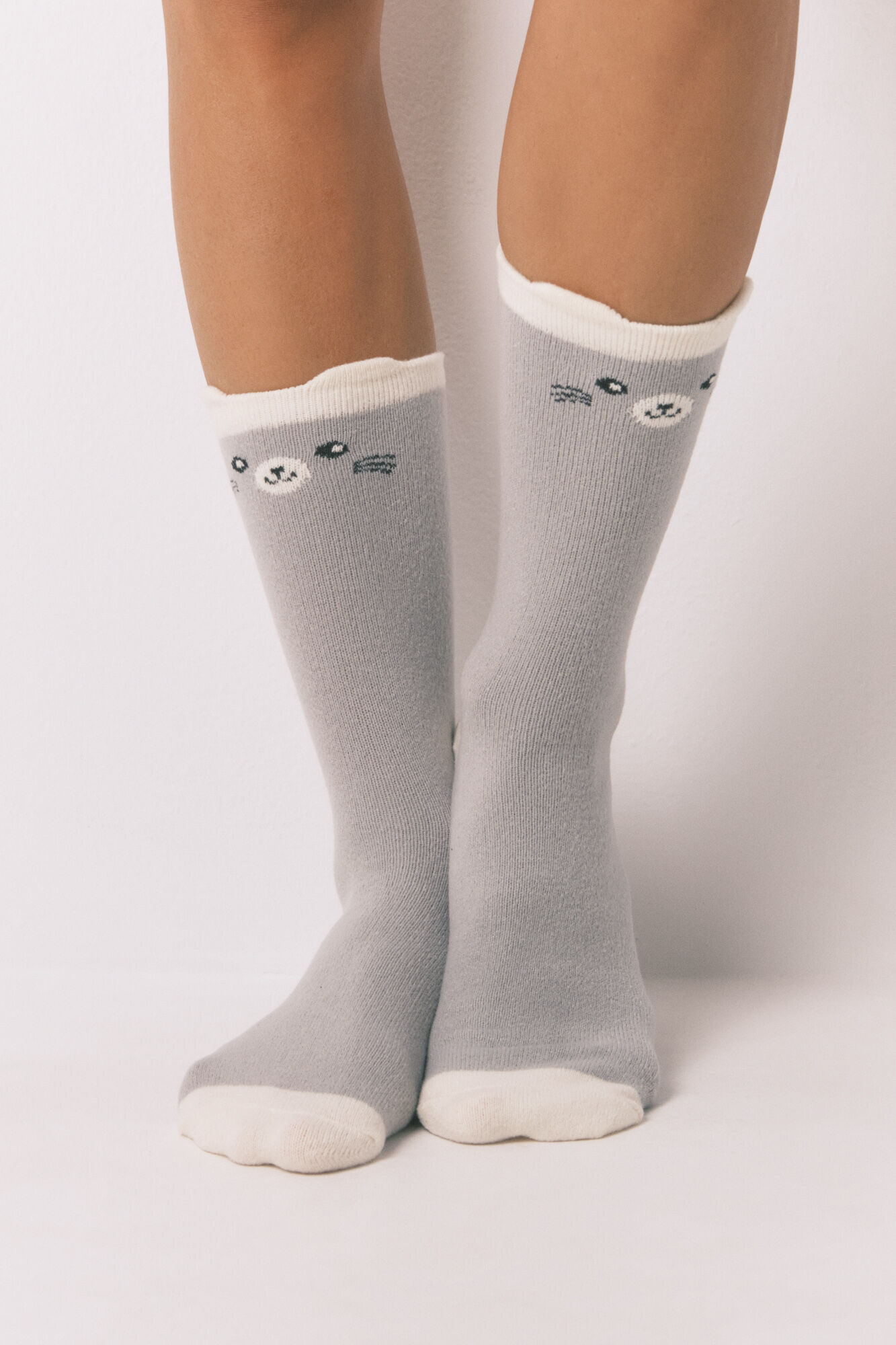 Women'secret 3D rabbit print long socks