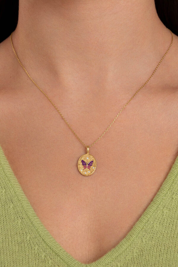 Womensecret Medallion Butterfly gold-plated rose necklace printed