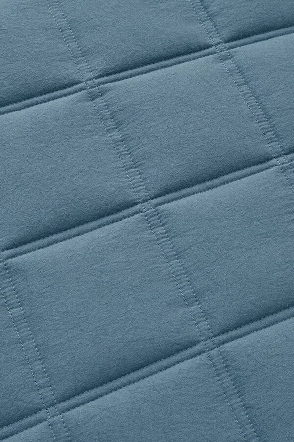 Textura Colcha xadrez de microfibra azul