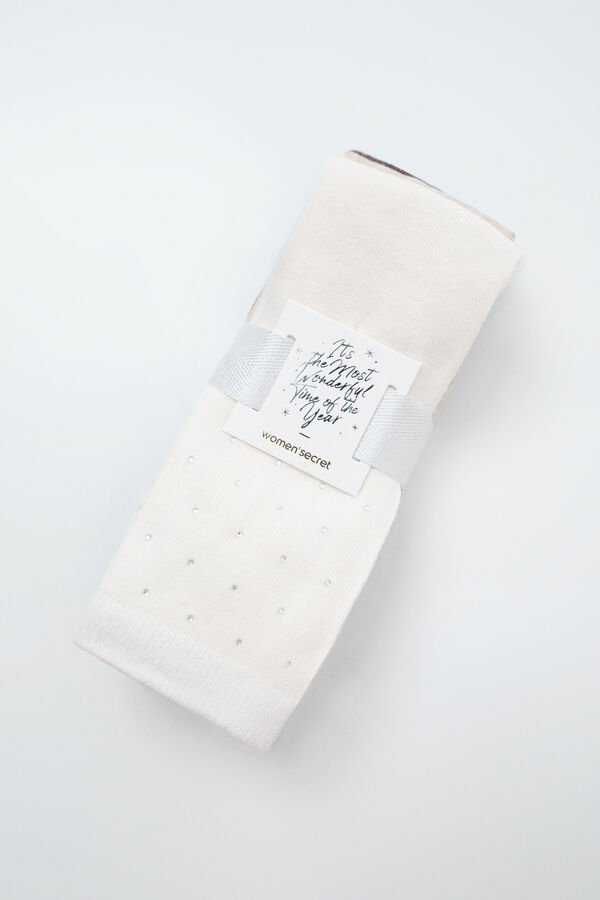 Women'secret Brown lurex 3-pack long socks nude