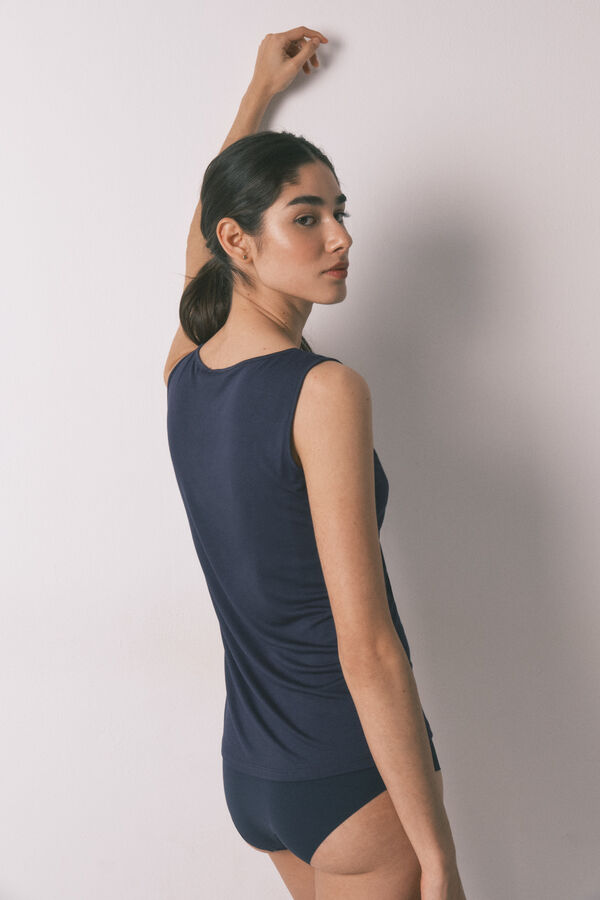 Women'secret Blue jersey-knit super soft T-shirt blue