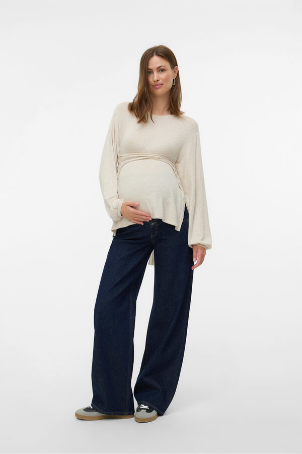 Mamalicious Top de maternity e amamenta&ccedil;&atilde;o de manga comprida  cru