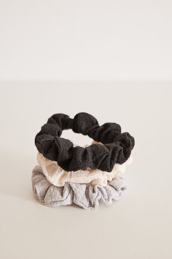 Womensecret 3-pack scrunchies in black, ecru and grey white