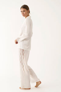 Promise Pijama camisero sat&eacute;n lencero blanco