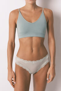 Women'secret Green microfibre and lace Brazilian panty