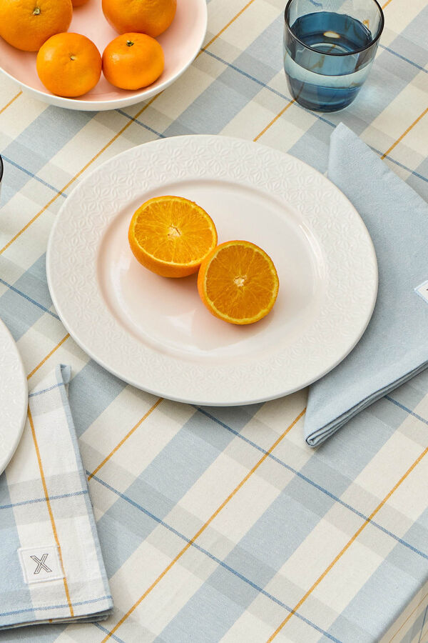 Textura Mantel antimanchas algod&oacute;n cuadros azul