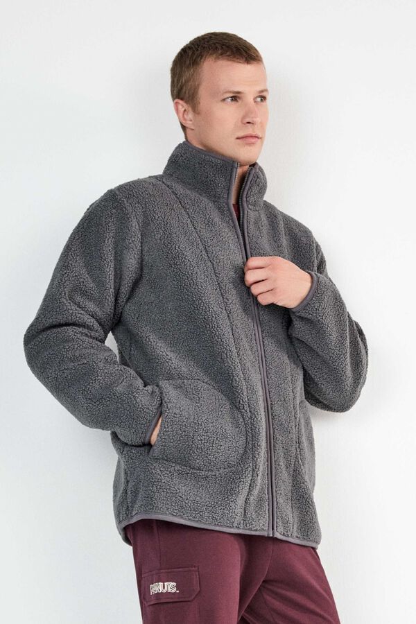 Gisela Men's faux shearling jacket grey