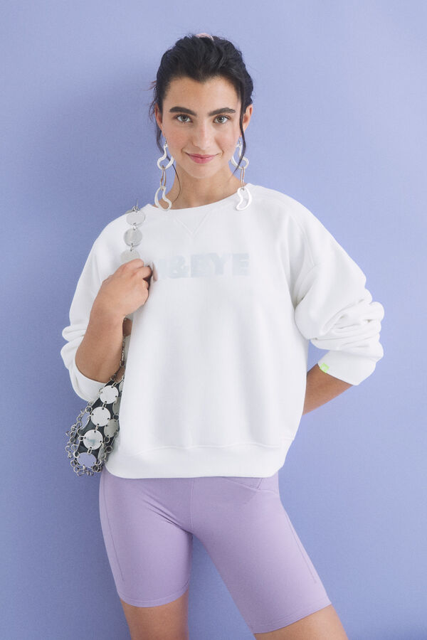 Womensecret Ivory plush logo sweatshirt beige