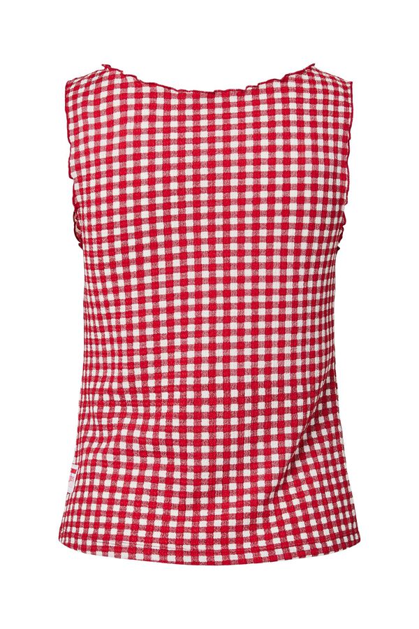 Pieces Printed sleeveless top burgundy