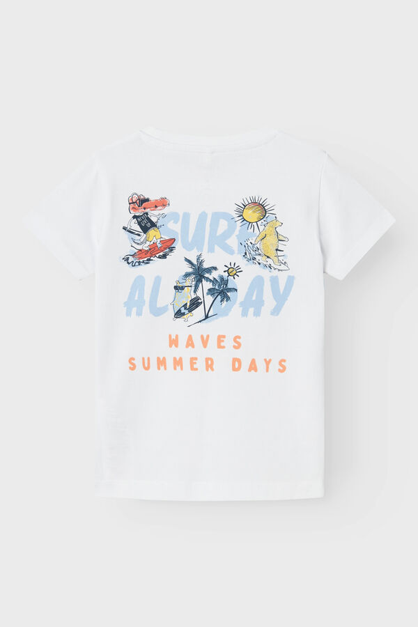 Womensecret Boys' surfer print T-shirt blanc