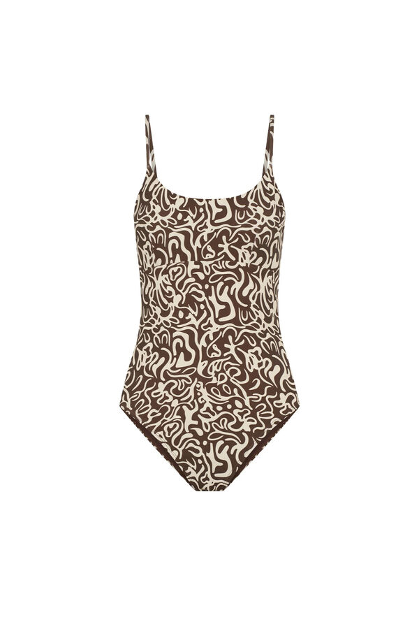 Modibodi Maillot de bain menstruel dos crois&eacute; crois&eacute; flux mod&eacute;r&eacute; Sea Swirl nude