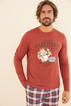 Womensecret Men's long 100% cotton Garfield pyjamas red