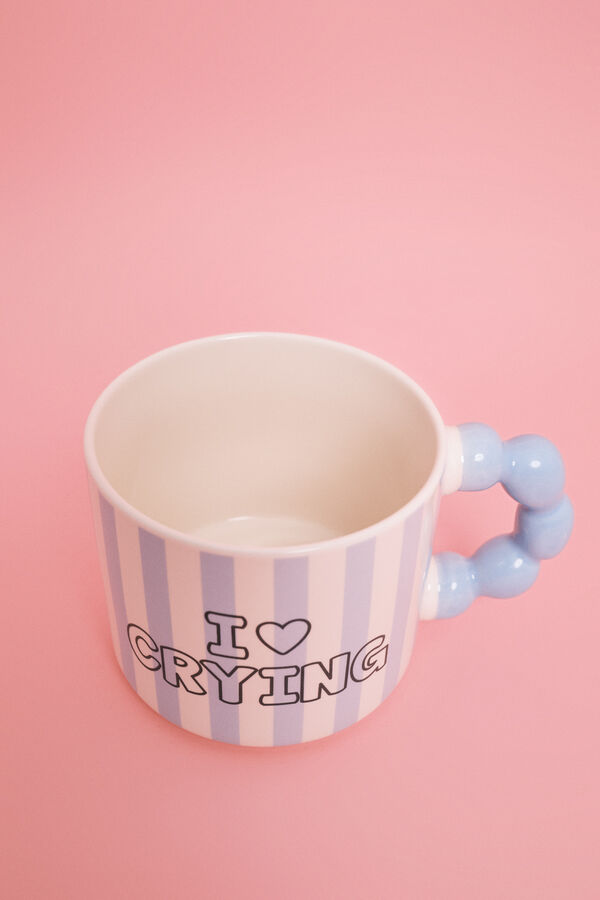 HI&BYE Tasse en c&eacute;ramique bleue anse boules bleu