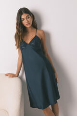 Women'secret Midi blue satin nightgown blue