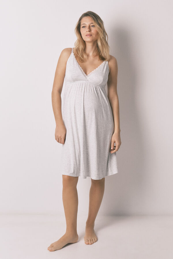 Women'secret Grey straps maternity nightgown grey