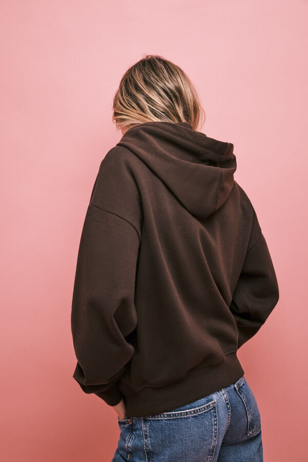 HI&BYE Brown zip fastening hooded sweatshirt nude