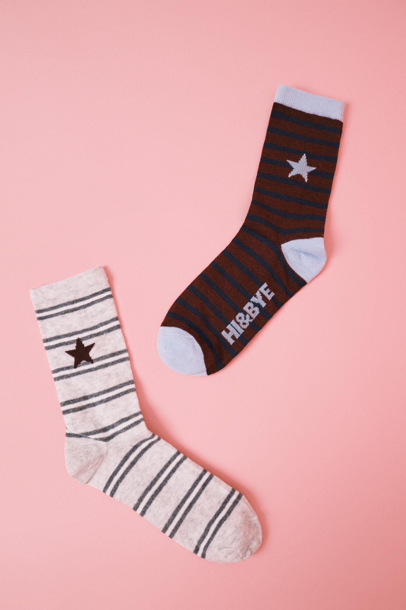 HI&BYE Burgundy and grey striped 2-pack socks