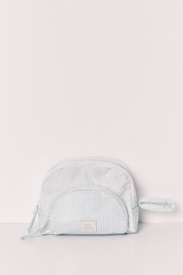 Women'secret Neceser acolchado cuadros y rayas verde verde